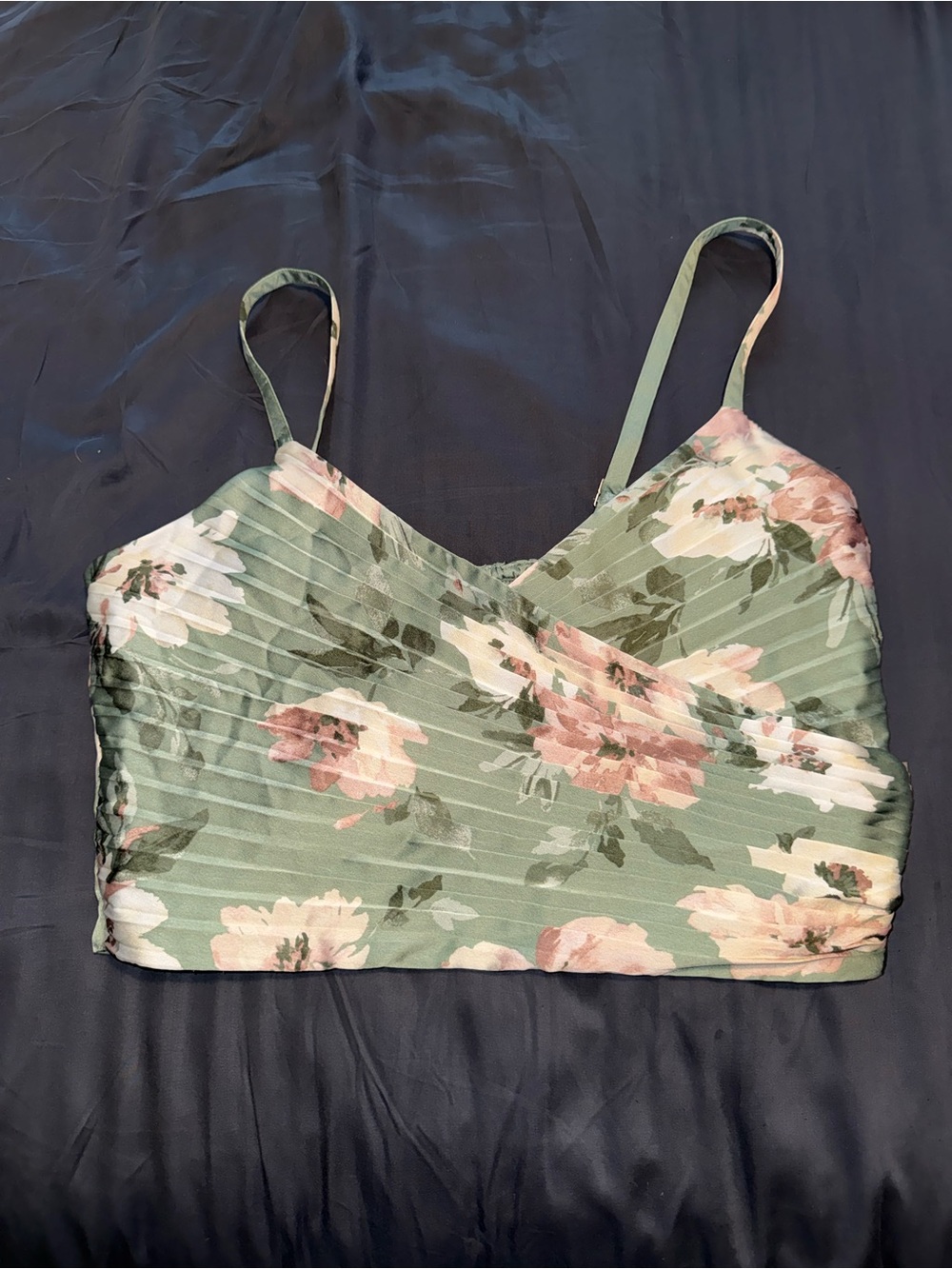 Abercrombie & Fitch Green Floral Pleated Cami